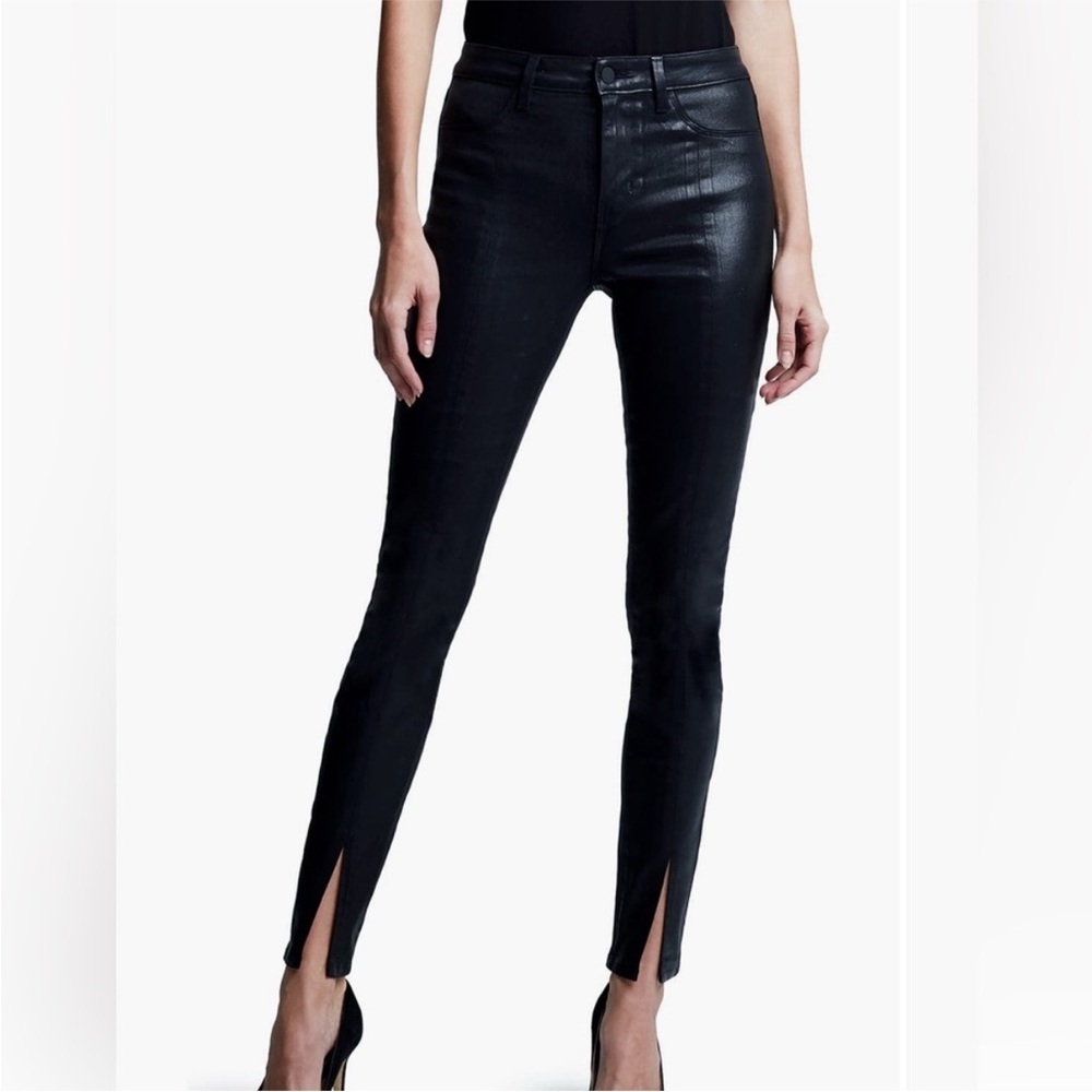NWOT L'AGENCE Jyothi Coated Split Ankle High Rise Bodycon Skinny Jeans Size 29